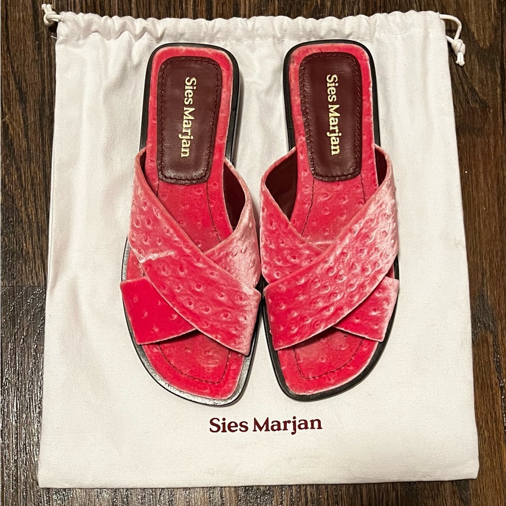 Sies Marjan Pink Cassie 20 Velvet Sandals, 37.5